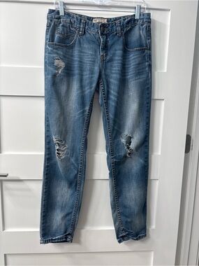 Free People Distressed Blue Boyfriend Jeans